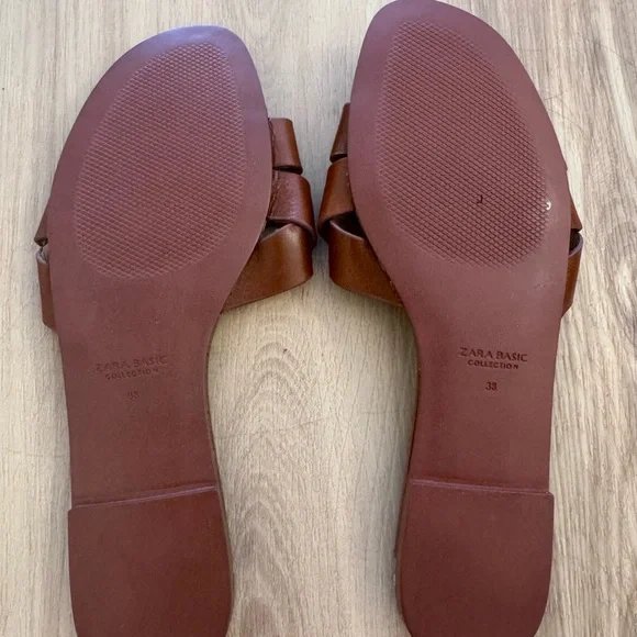 Zara Women's Brown Slide Sandals - Picture 3 of 5